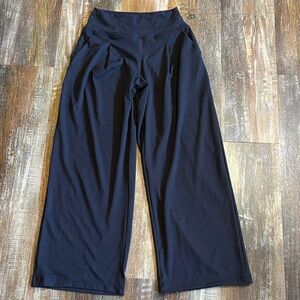 Wide-Leg Pull-On Pants — Black